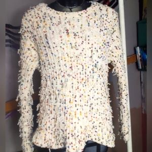 White Alison Andrews Knit Sweater Size L